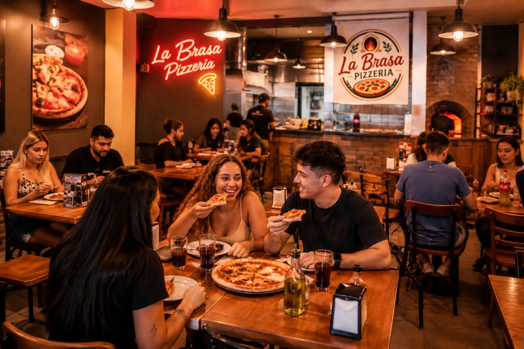 Clientes Satisfeitos na La Brasa Pizzeria